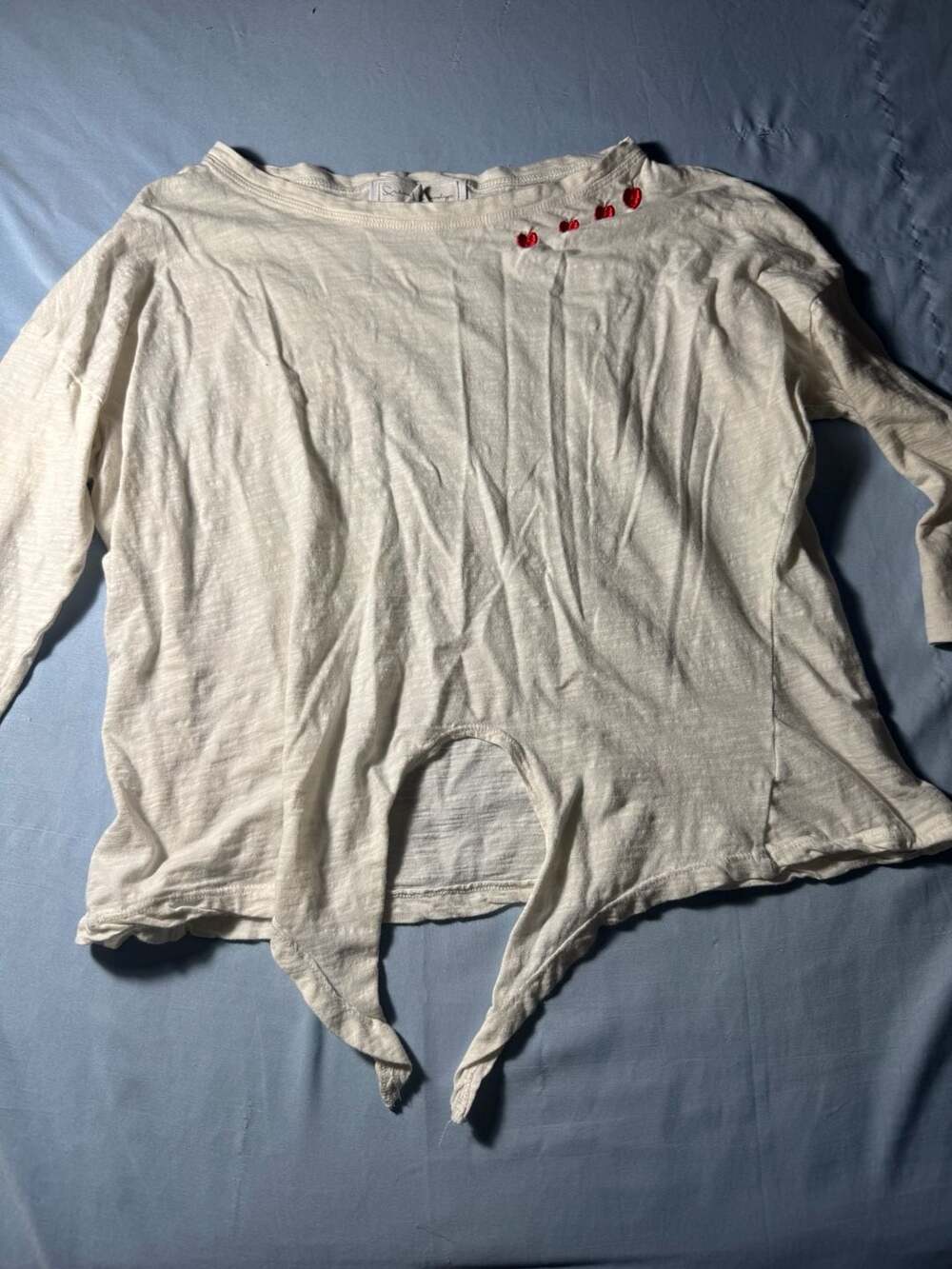 French Laundry Long Sleeve Tie Front Top Size M White